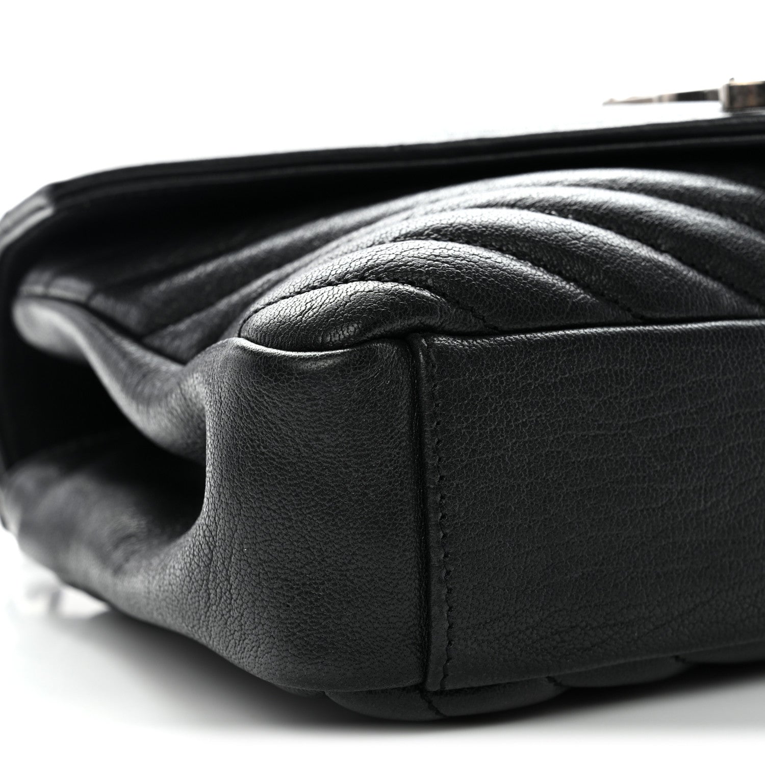Sheepskin Matelasse Chevron Monogram Medium College Bag Black