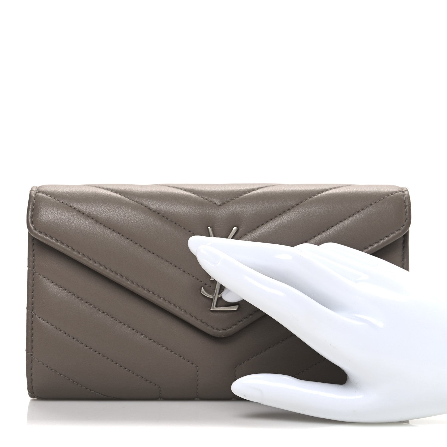 Lambskin Y Quilted Monogram Large Loulou Flap Wallet Mink