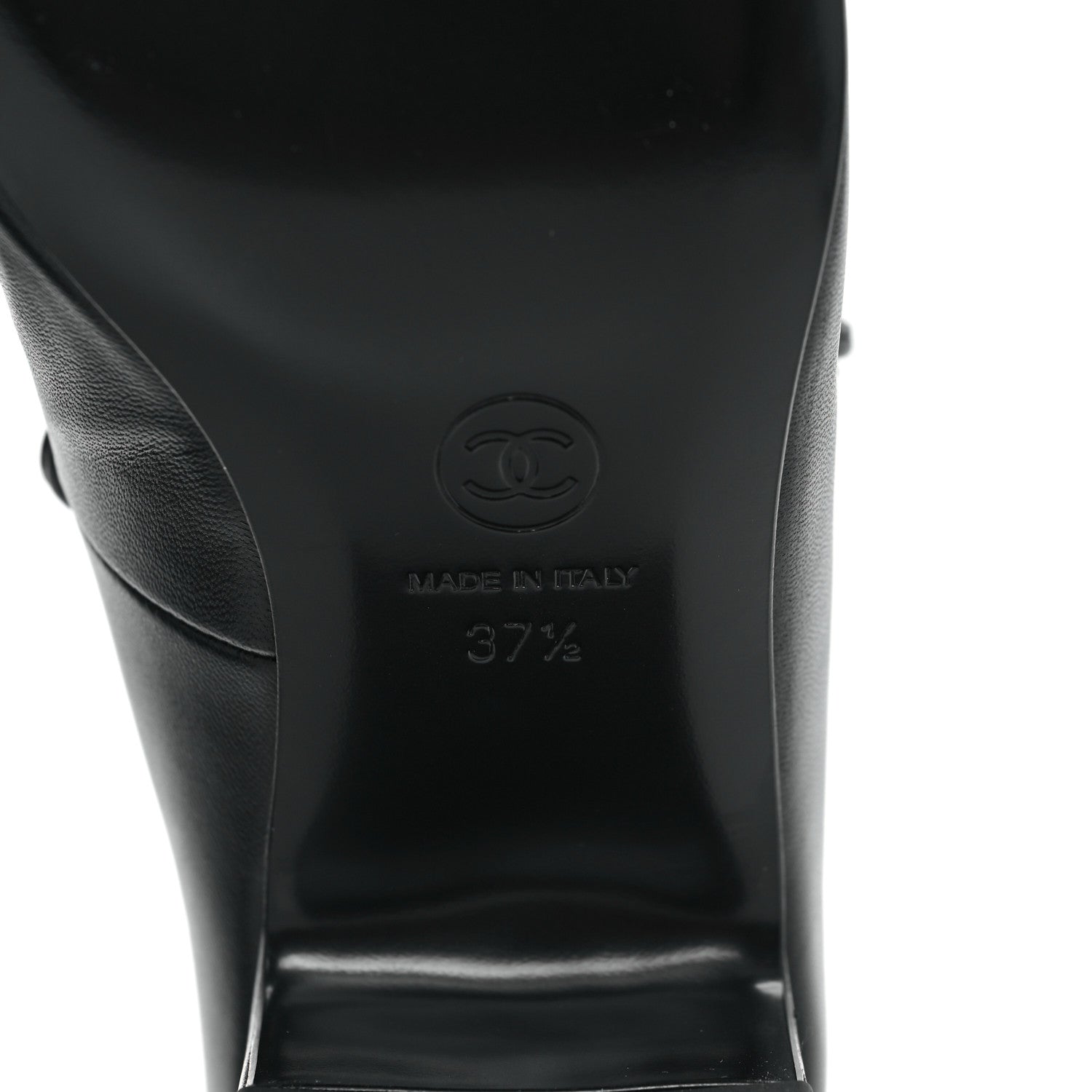 Lambskin Patent Cap Toe CC Mary Jane Pumps 37.5 Black