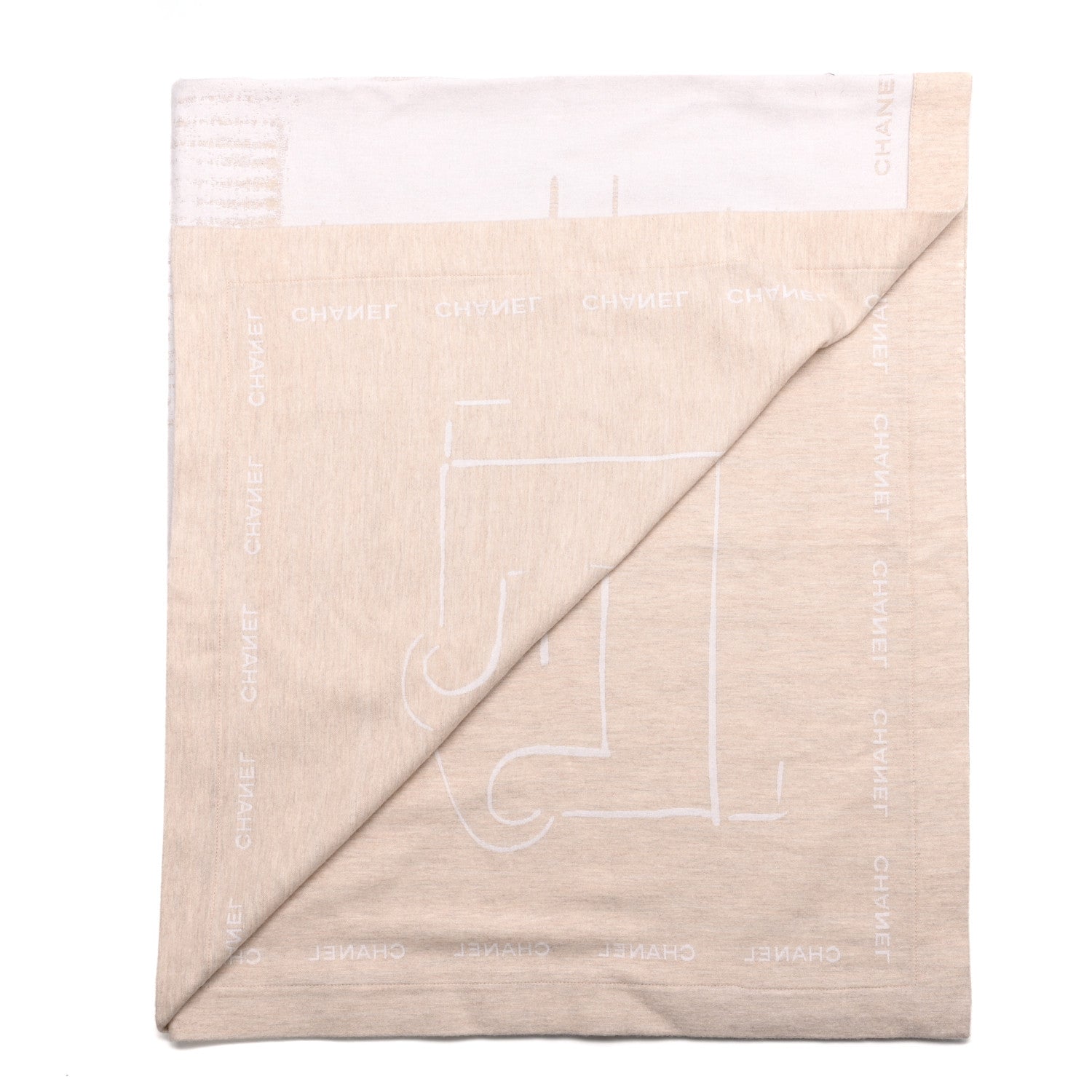 Wool Silk Lightweight Throw Blanket Beige