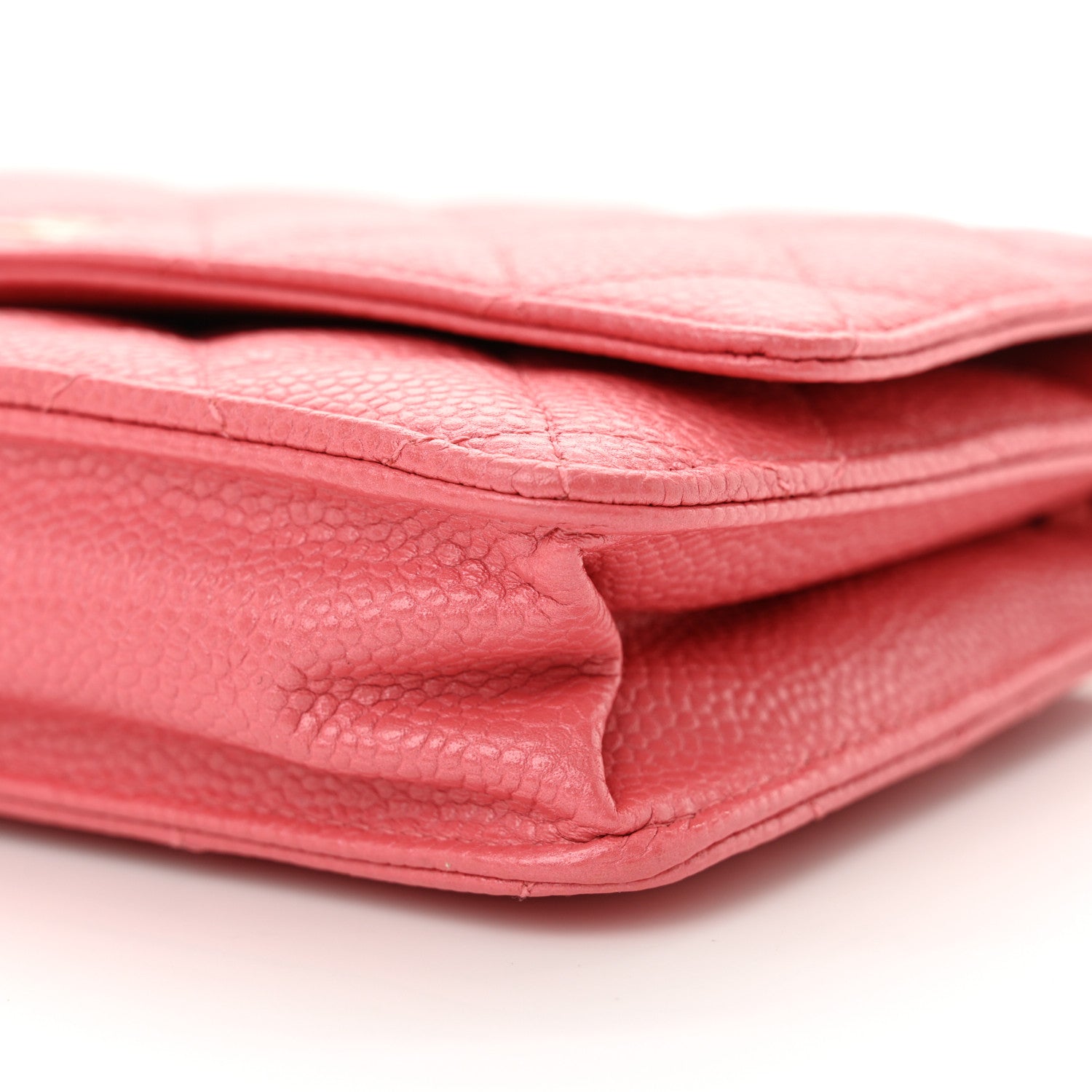 Caviar Quilted Wallet on Chain WOC Pink