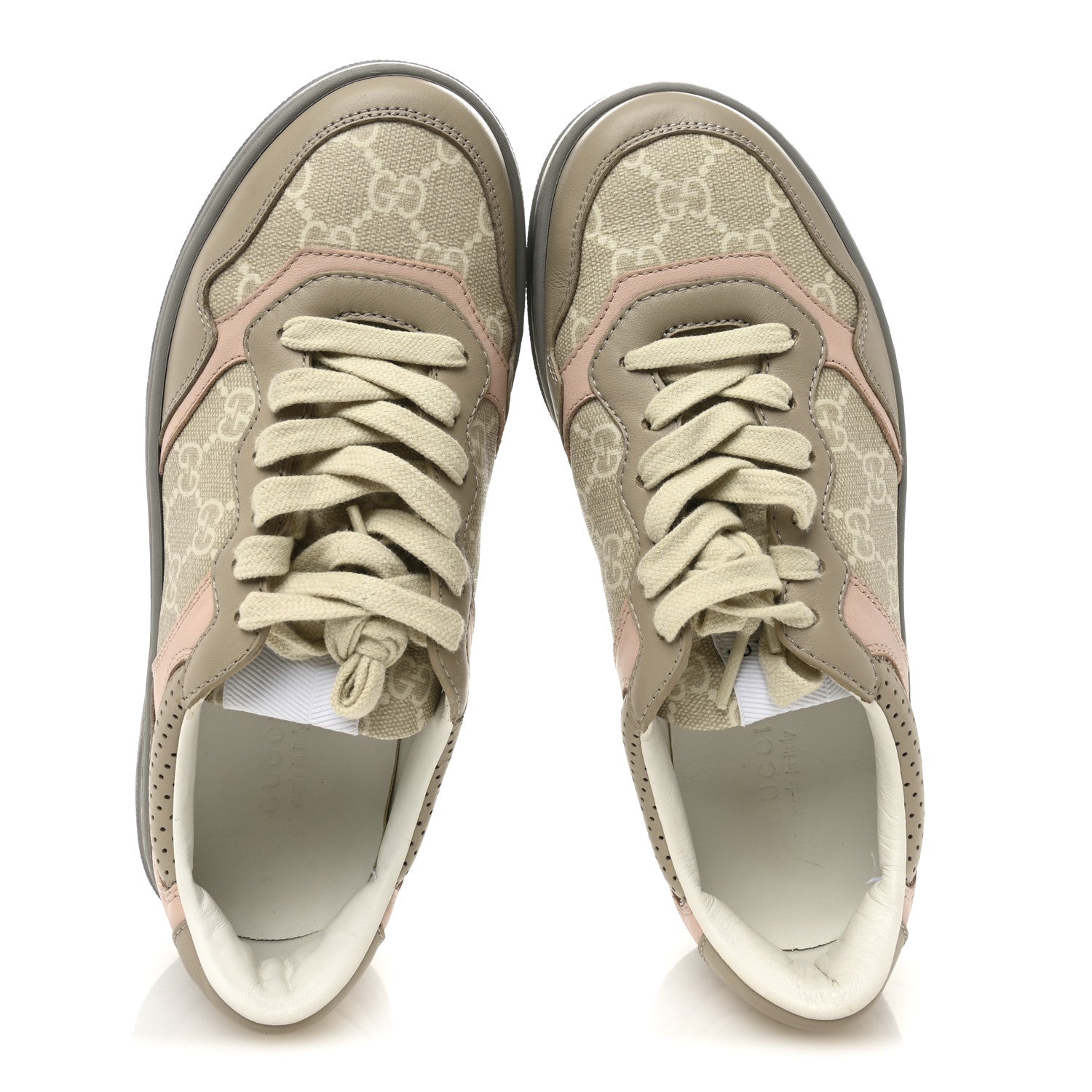 Calfskin GG Supreme Monogram Perforated Womens Platform 55mm Sneakers 37 Apricot Pink Beige Grey