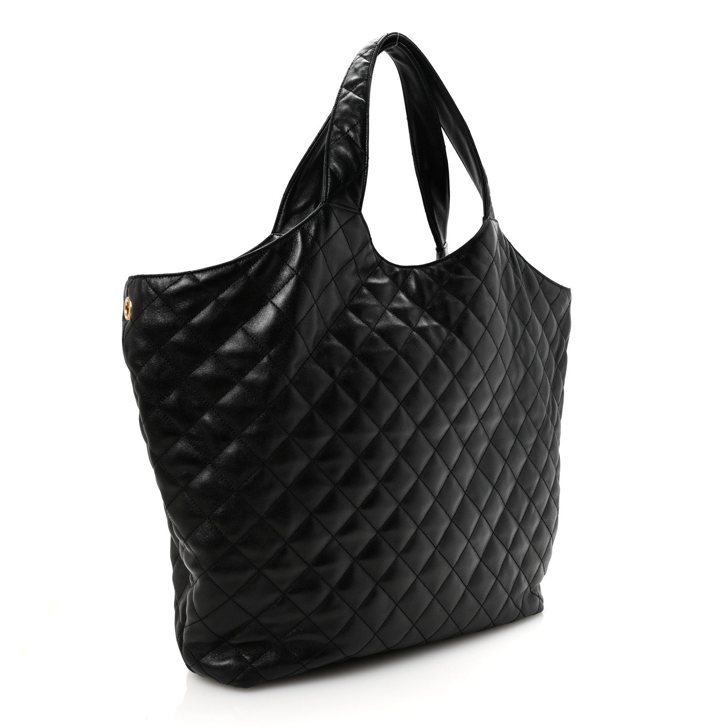 Lambskin Quilted Maxi Icare Shopping Tote Black