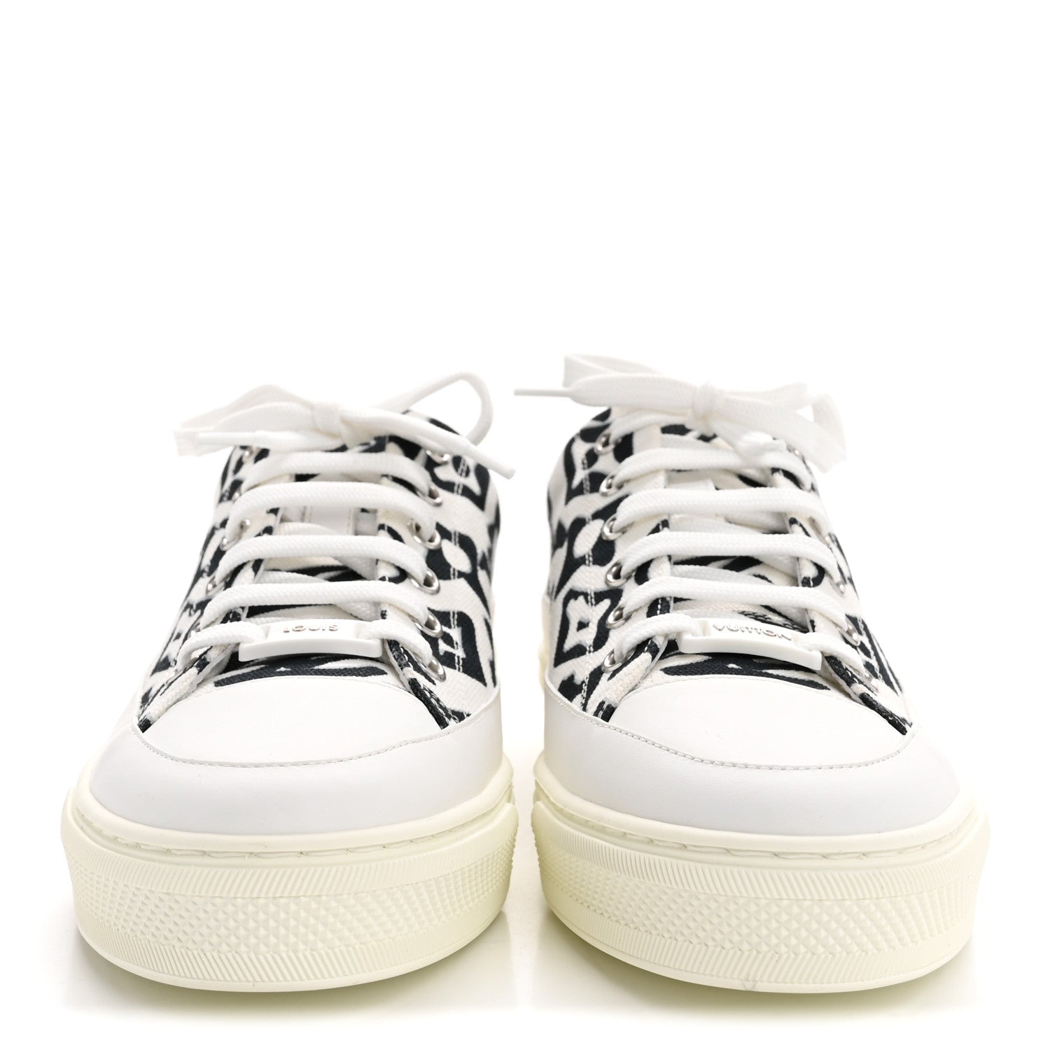 X UF Calfskin Tufted Monogram Stellar Sneakers 38 White Black