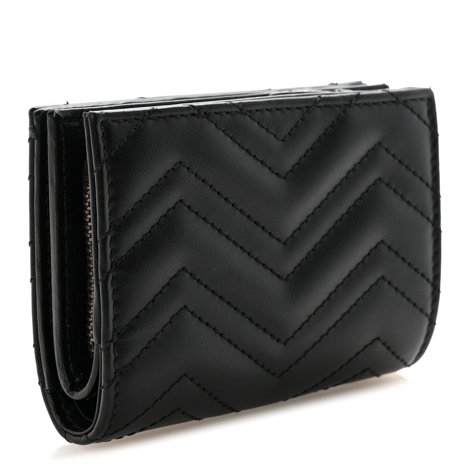 Calfskin Matelasse GG Marmont Card Case Wallet Black