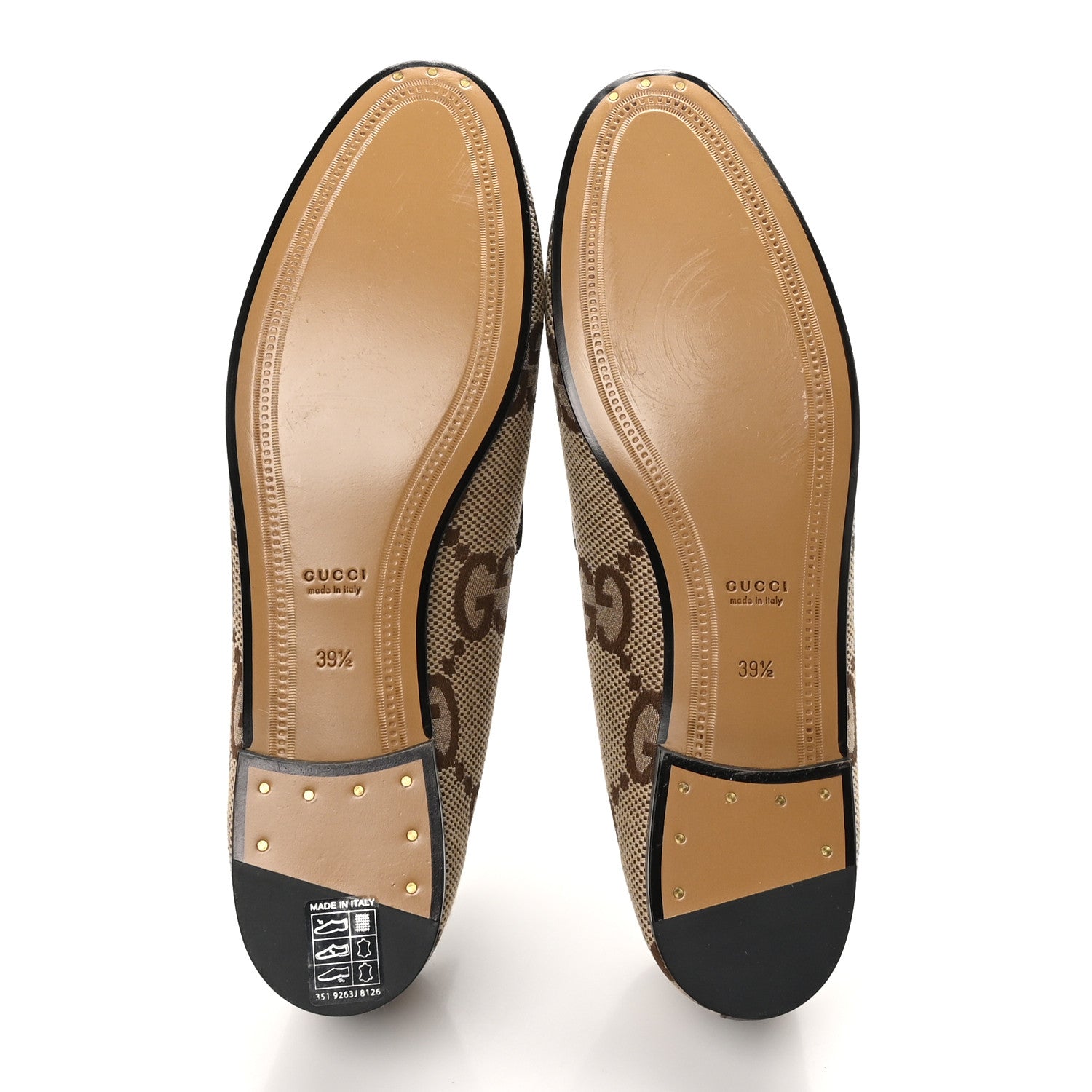 Monogram Jumbo GG Malaga Kid Horsebit Womens Jordaan Loafers 39.5 Camel Ebony New Acero Beige