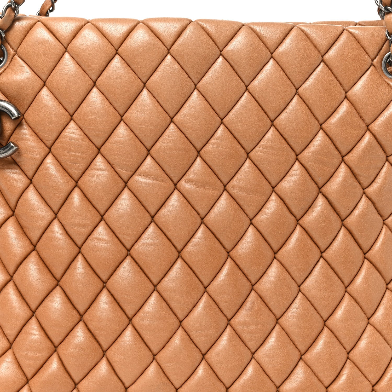 Lambskin Quilted Medium New Bubble North South Tote Light Brown