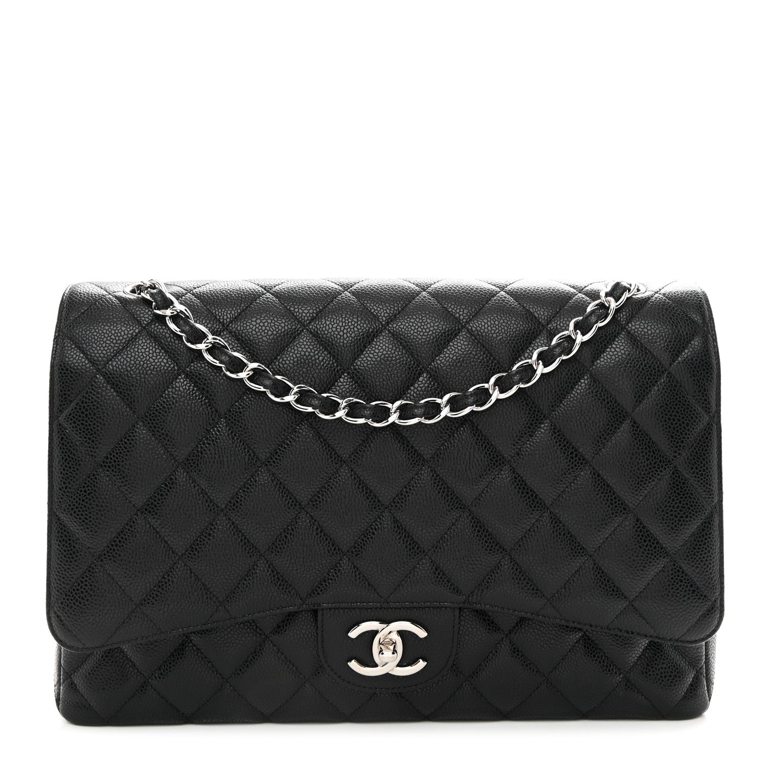 Caviar Quilted Maxi Double Flap Black