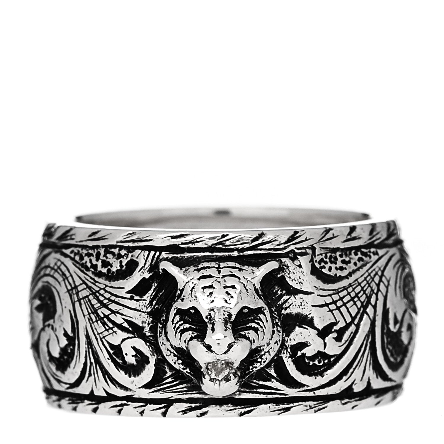 Sterling Silver Thin Feline Band Ring 47 4.25