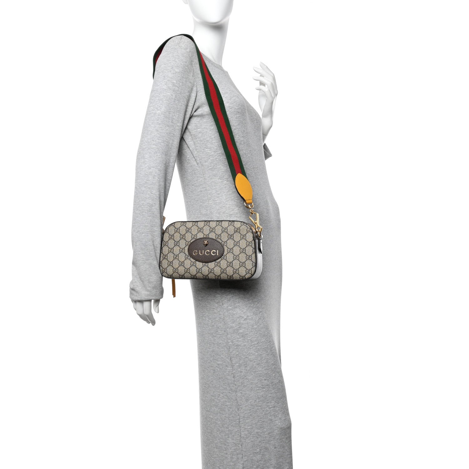 GG Supreme Monogram Web Neo Vintage Shoulder Bag Beige New Acero Crop