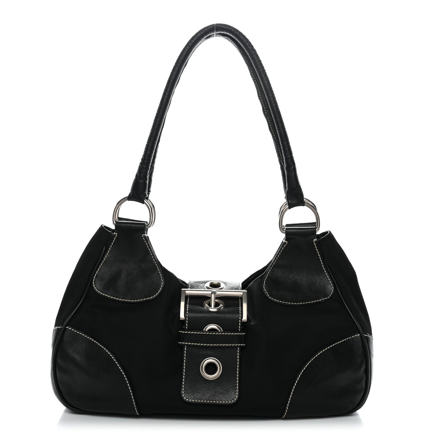 Tessuto Nylon Moon Shoulder Bag Black