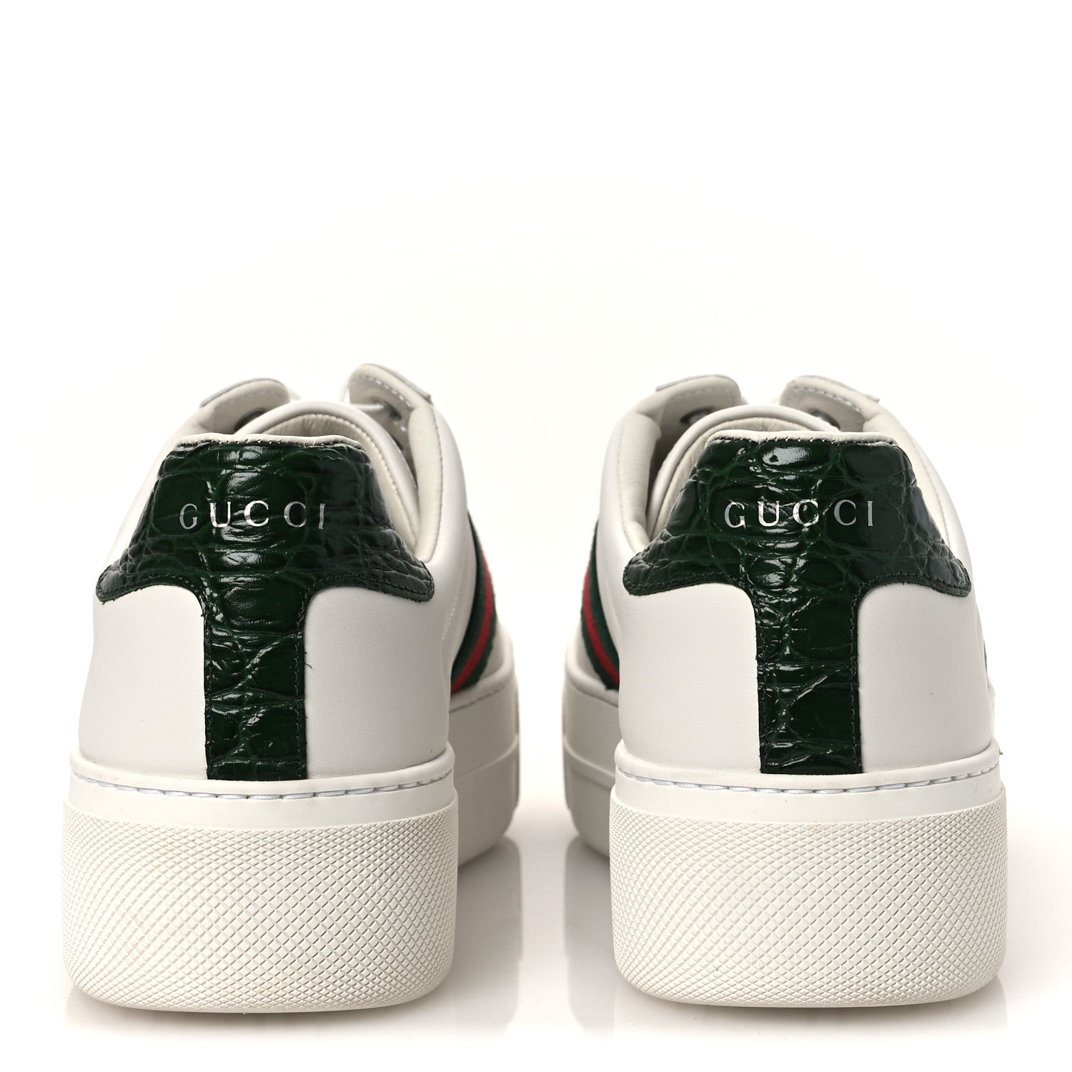 Ultralight Plume Calfskin Web Womens Ace Platform Sneakers 39.5 White
