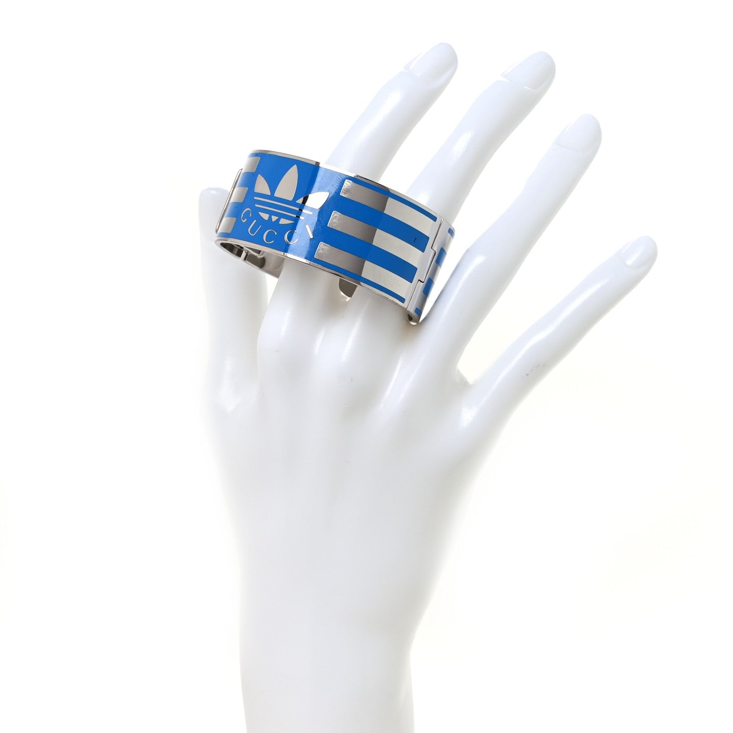 X ADIDAS Metal Enamel Cuff Bracelet S Silver Blue
