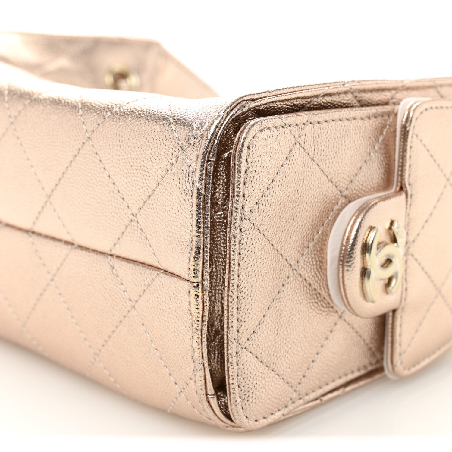 Metallic Caviar Quilted Mini Chanel 25 Handbag Copper