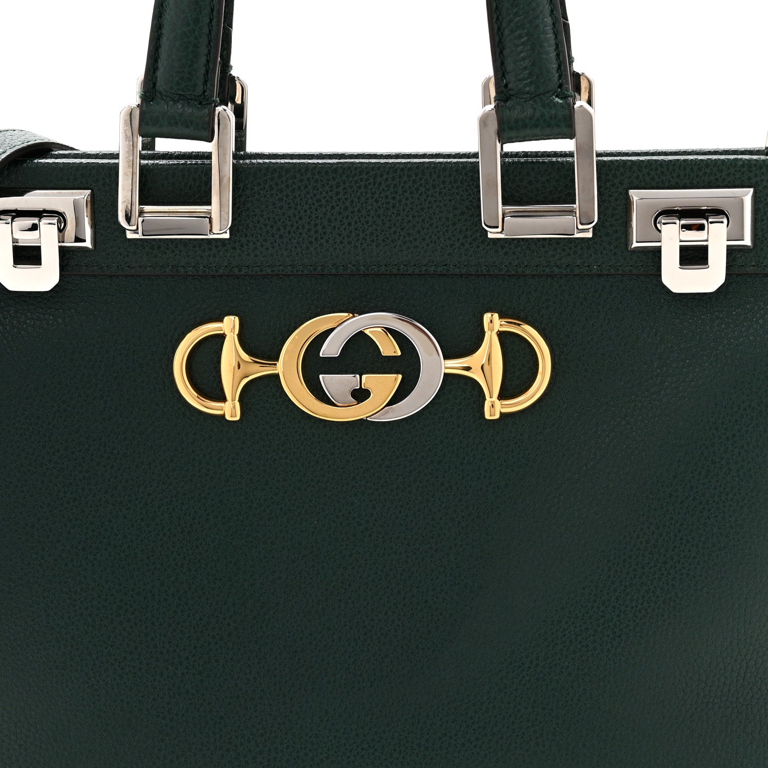 Grainy Calfskin Small Zumi Top Handle Bag Vintage Green