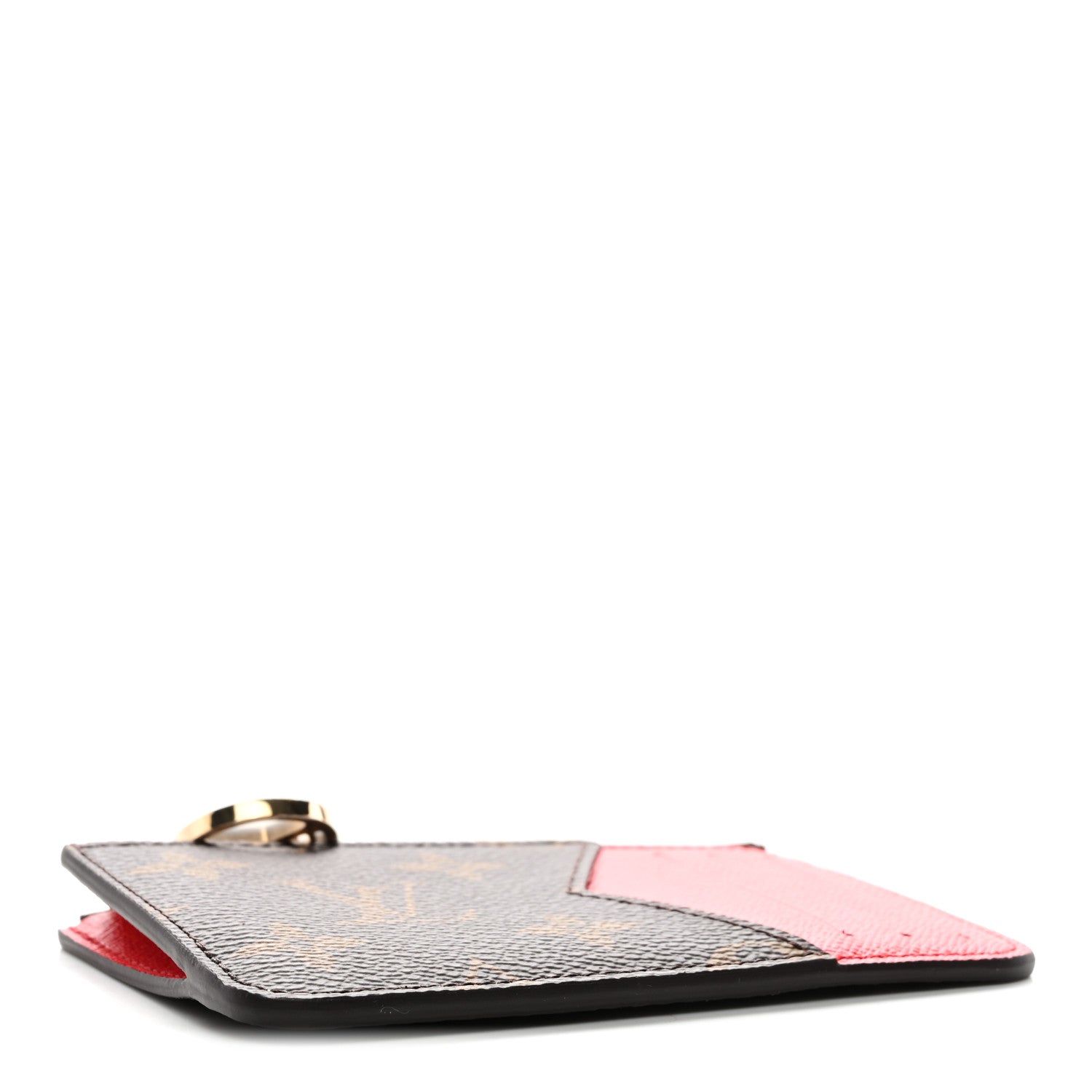Monogram Zipped Romy Card Holder Red