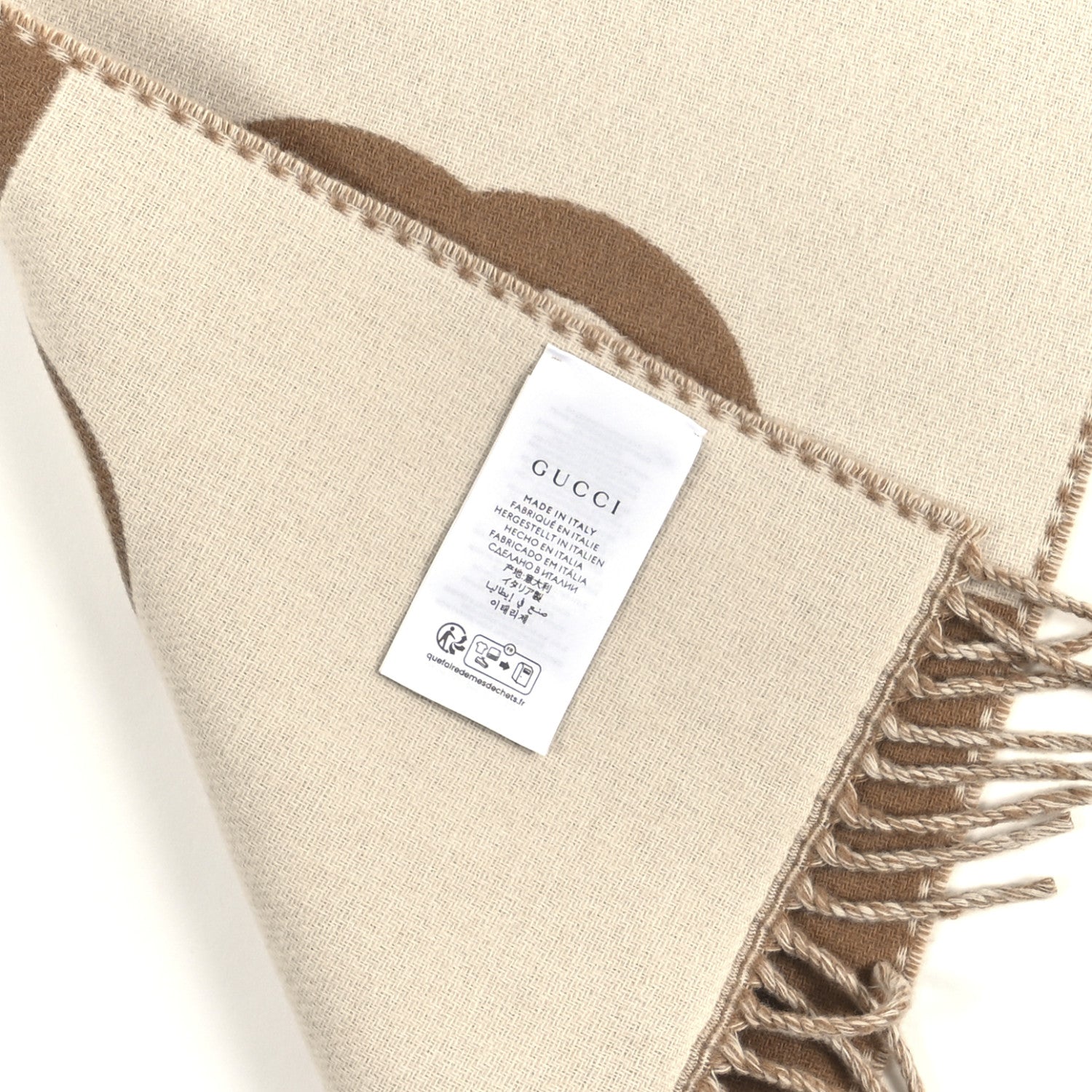 Wool Cashmere Interlocking G Scarf Ivory Beige