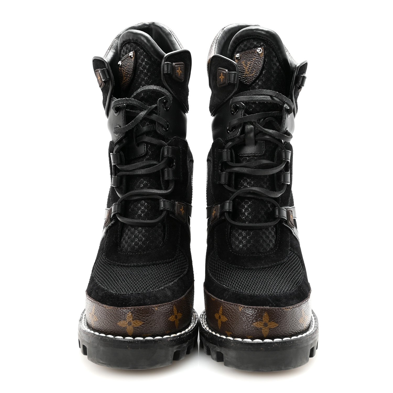 Suede Calfskin Monogram Star Trail Ankle Boots 39.5 Black