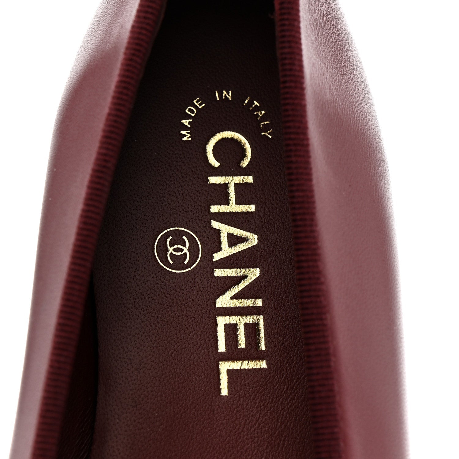 Lambskin Cap Toe CC Ballerina Flats 40 Burgundy Black