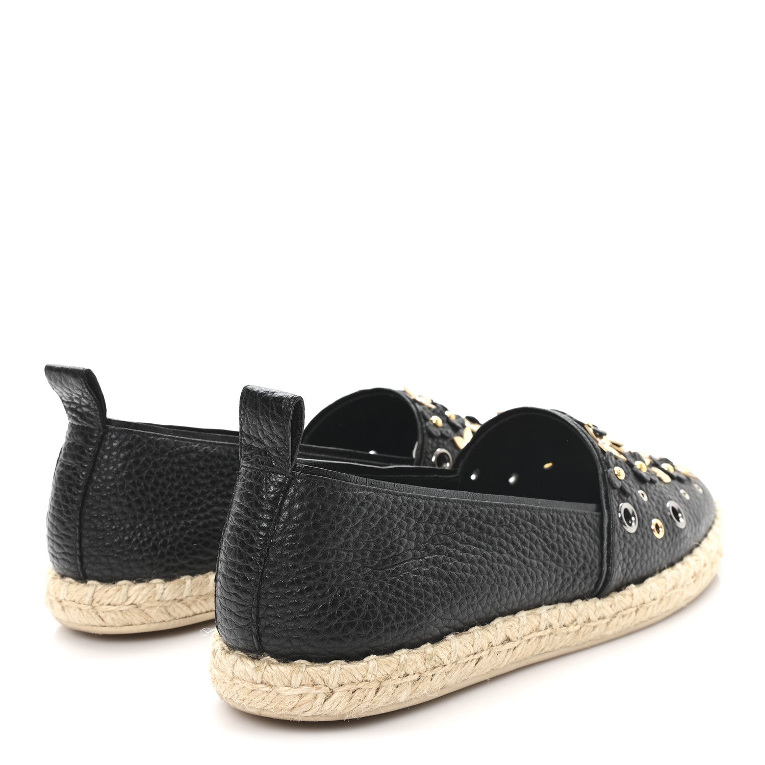 Calfskin Tropical Bloom Espadrille Flat 40 Black