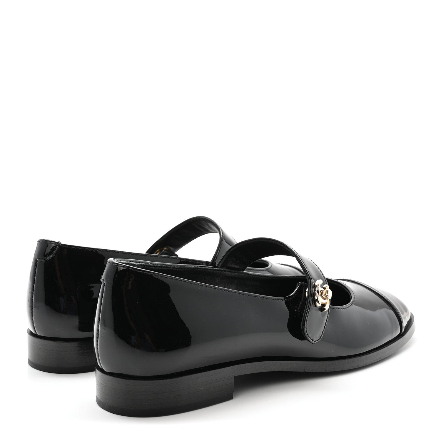 Patent Calfskin Mary Janes Flats 37.5 Black