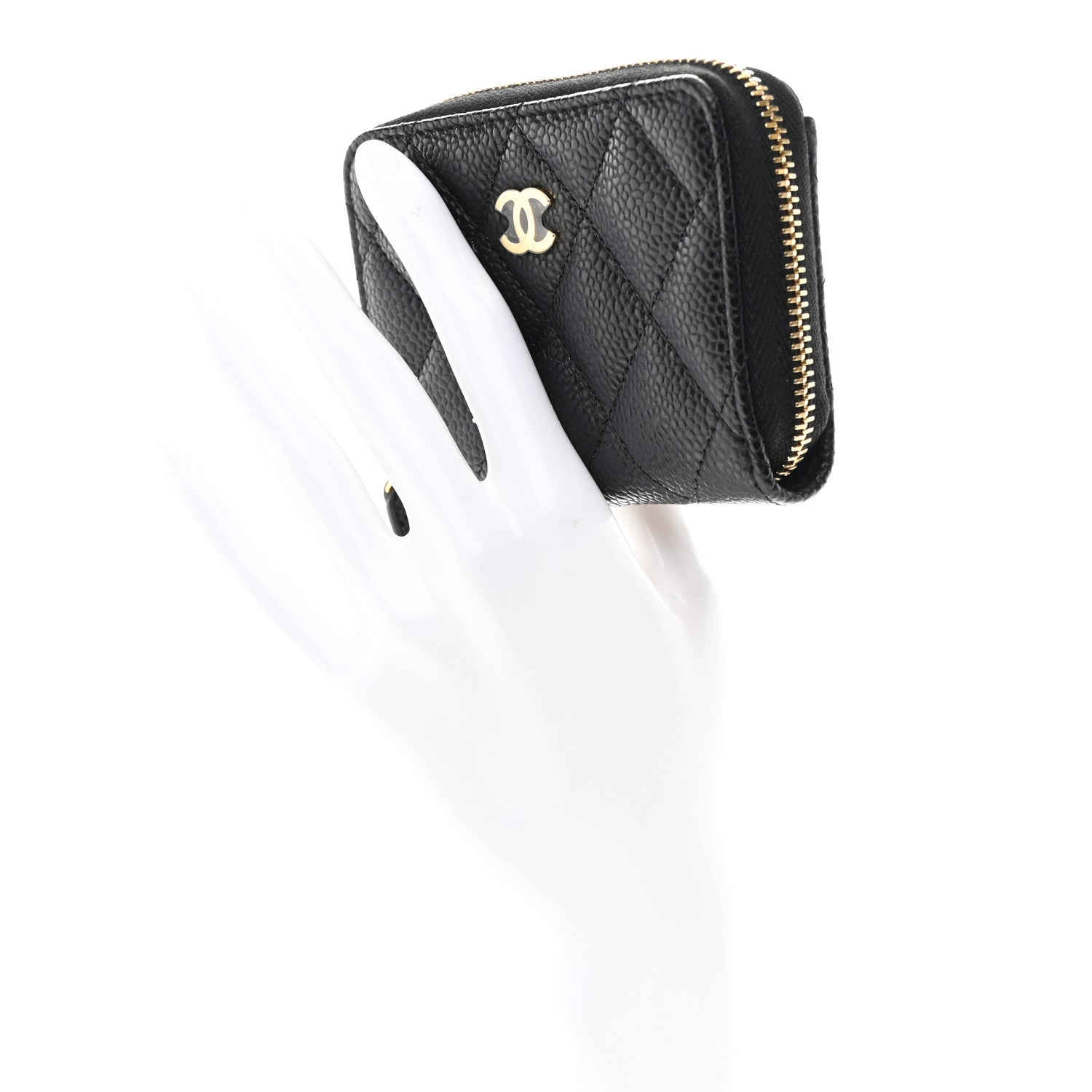 Caviar Quilted Zip Coin Purse Black