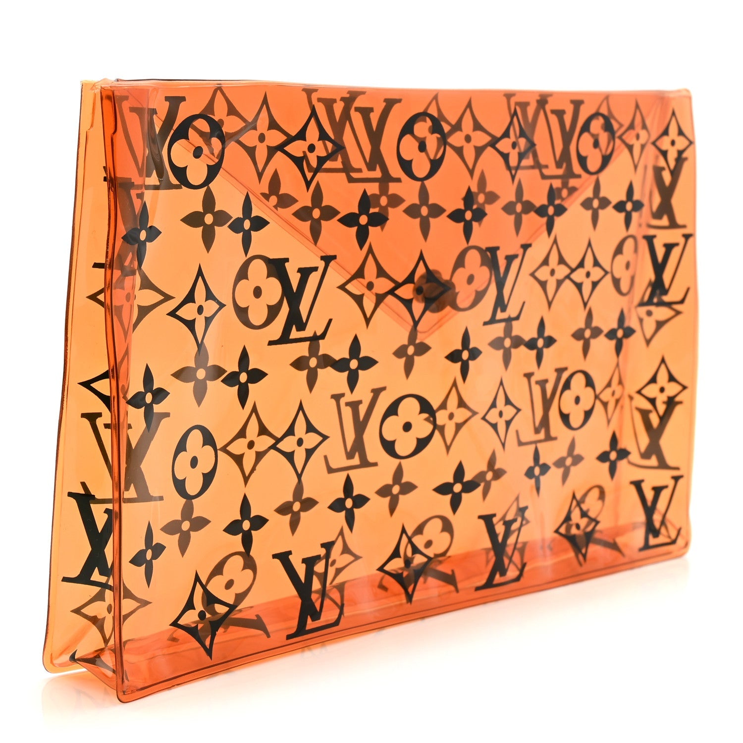 PVC Monogram Printed Envelope Pouch Orange