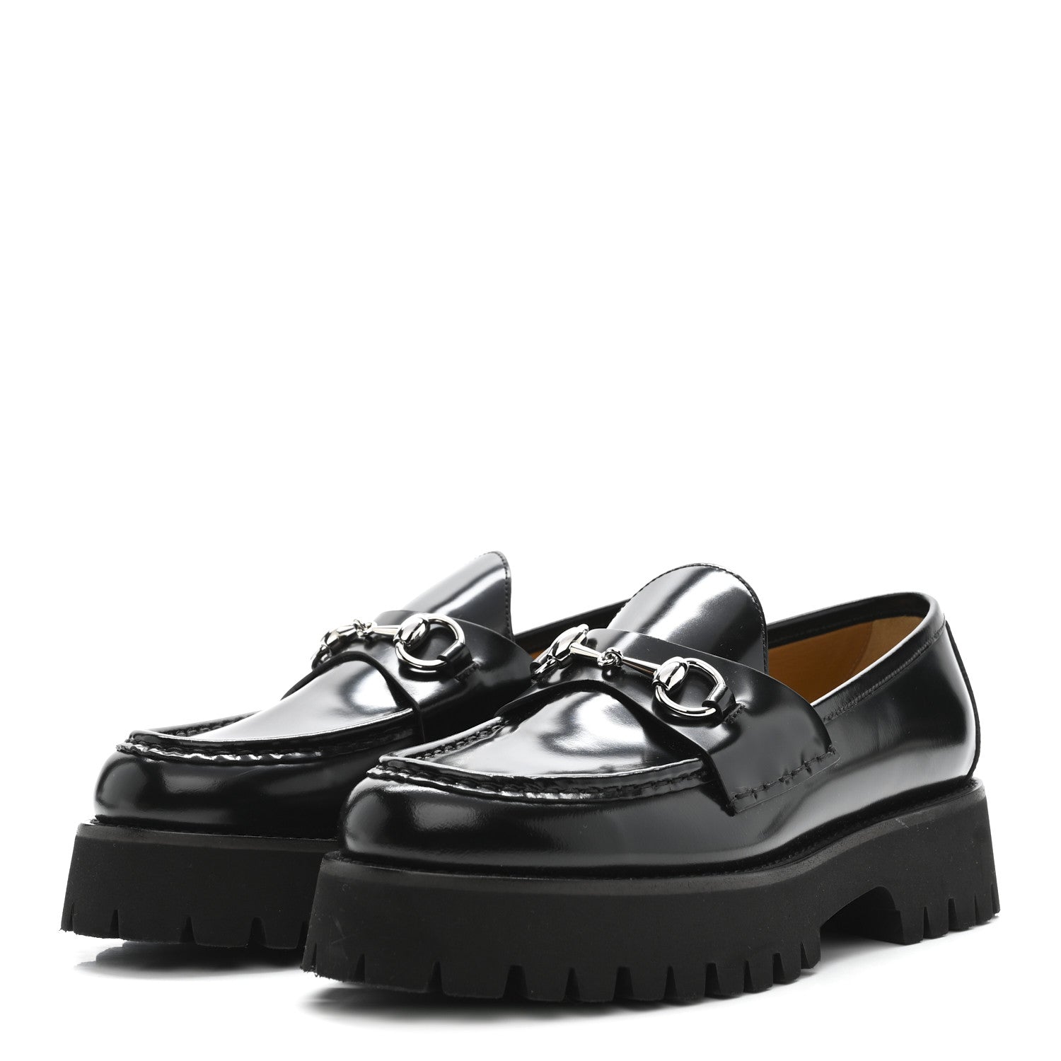 Cordovan Lux Womens Horsebit 45mm Platform Loafers 39.5 Black