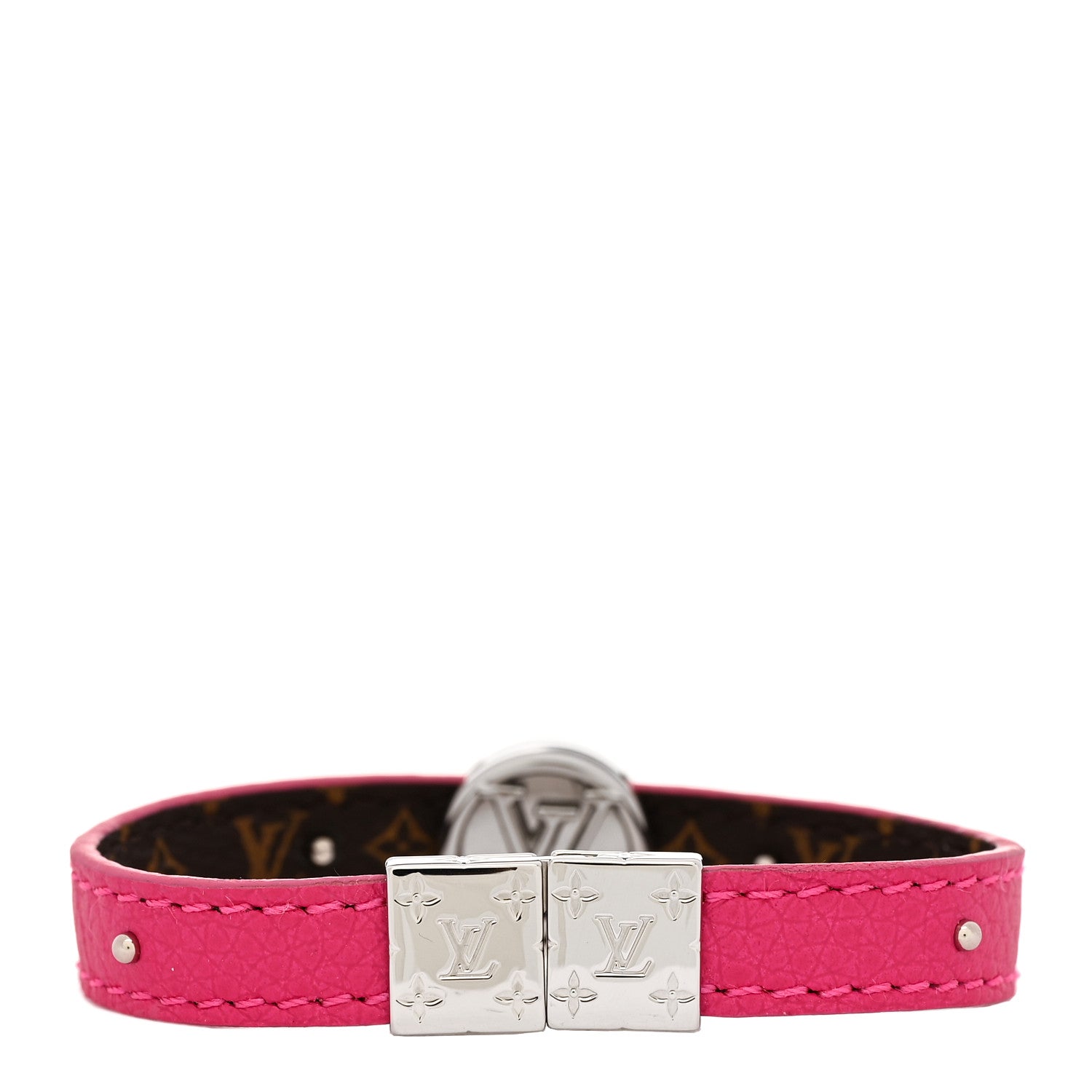 Monogram LV Circle Reversible Bracelet 17 Rose Falbala