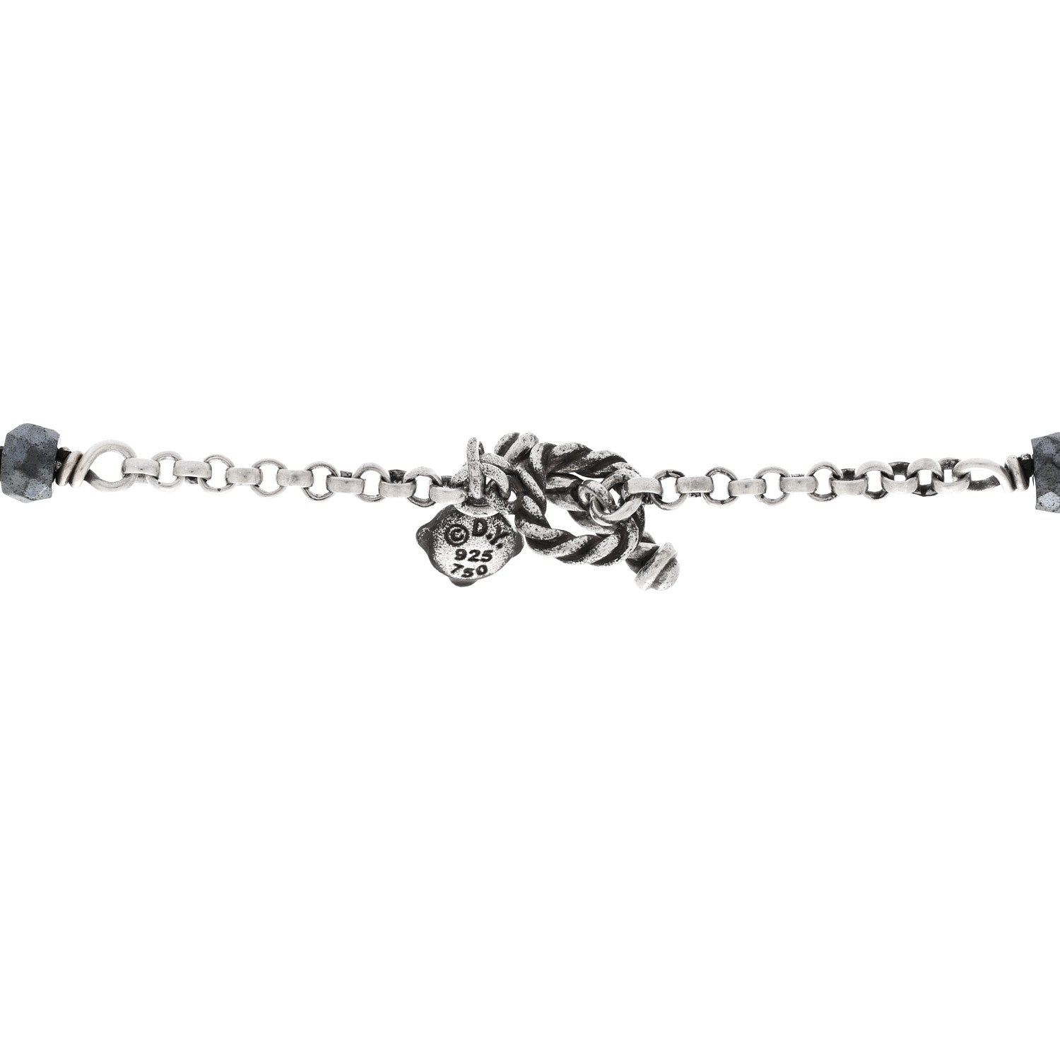 Sterling Silver 18K Yellow Gold Labradorite Hematine Blue Topaz Elements Chain Necklace