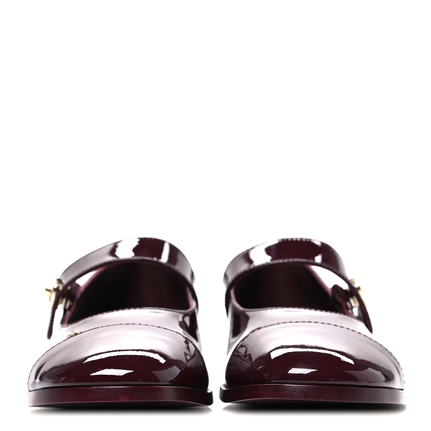 Patent Calfskin Mary Janes Flats 39.5 Burgundy