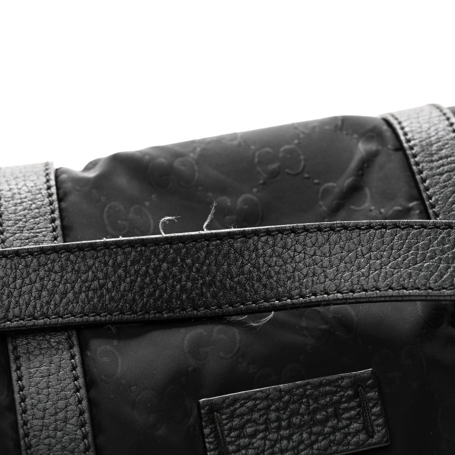 Nylon Monogram Double Buckle Flap Messenger Bag Black