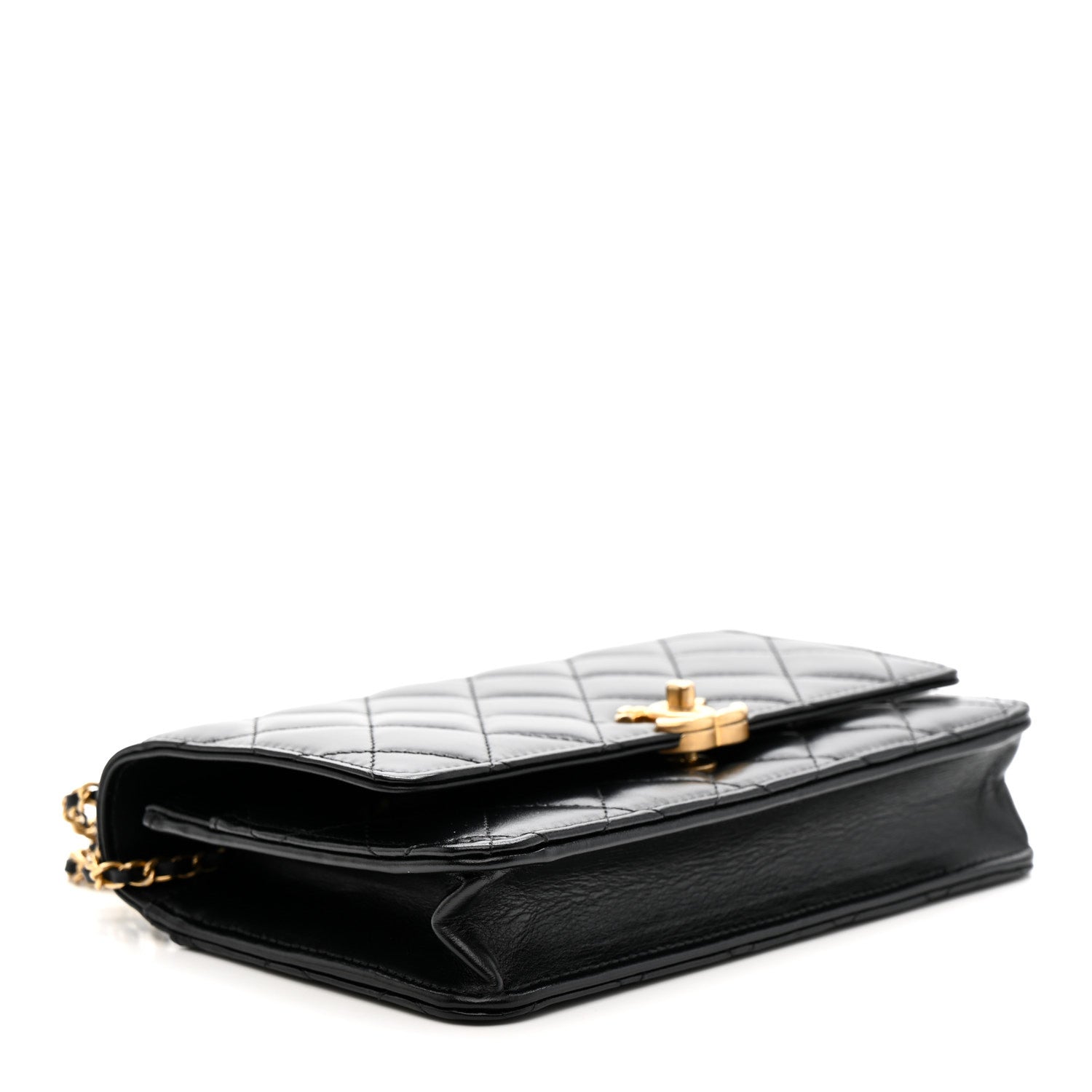Calfskin Quilted Perfect Fit Wallet On Chain WOC Black