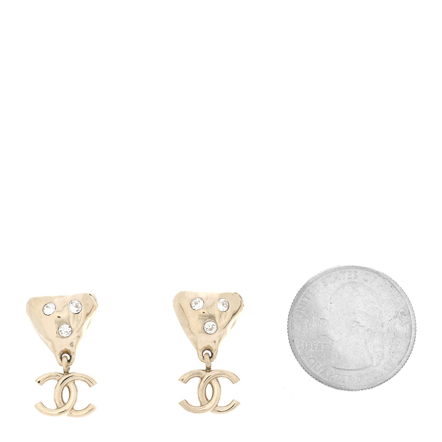 Crystal CC Drop Earrings Gold