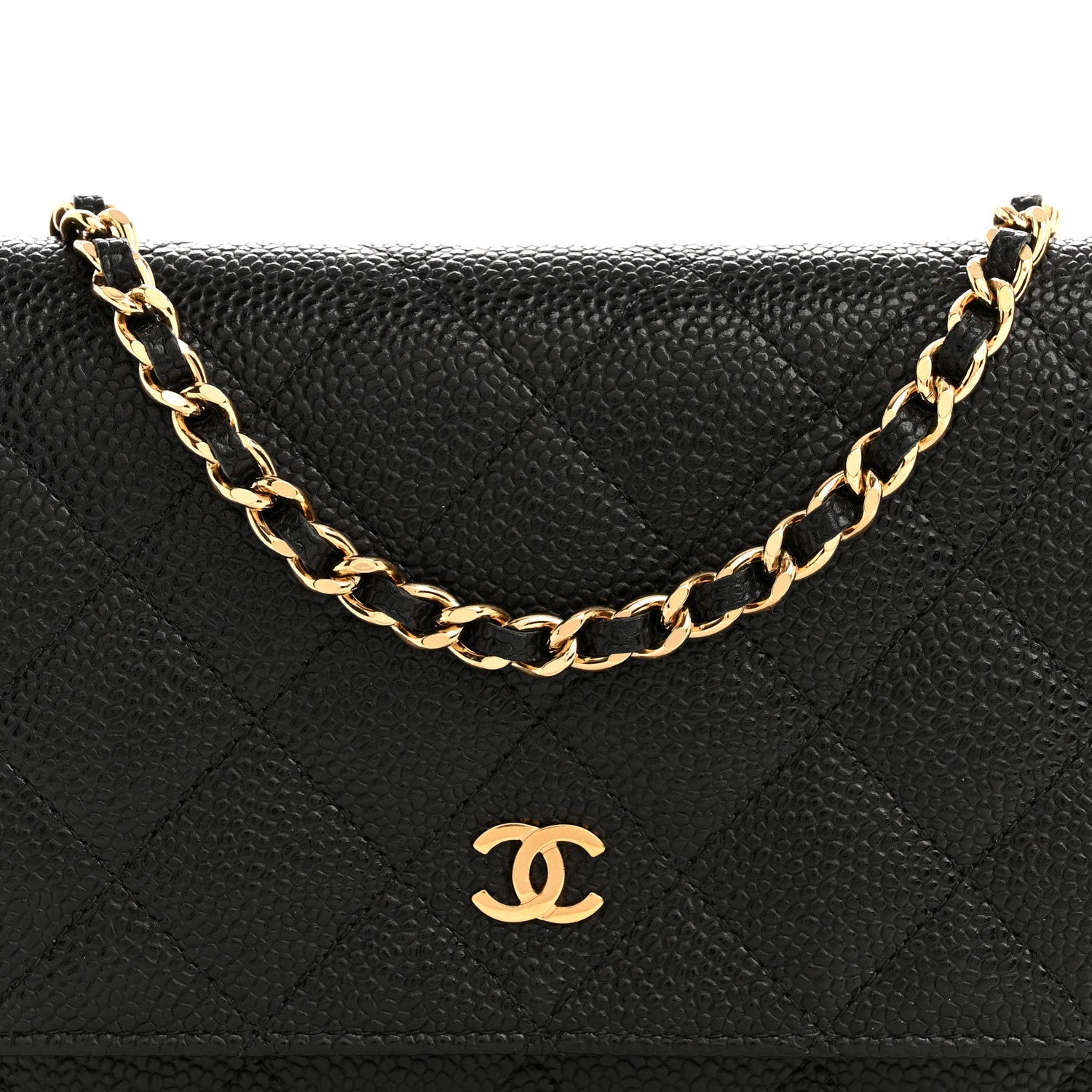 Caviar Quilted Wallet On Chain WOC Black