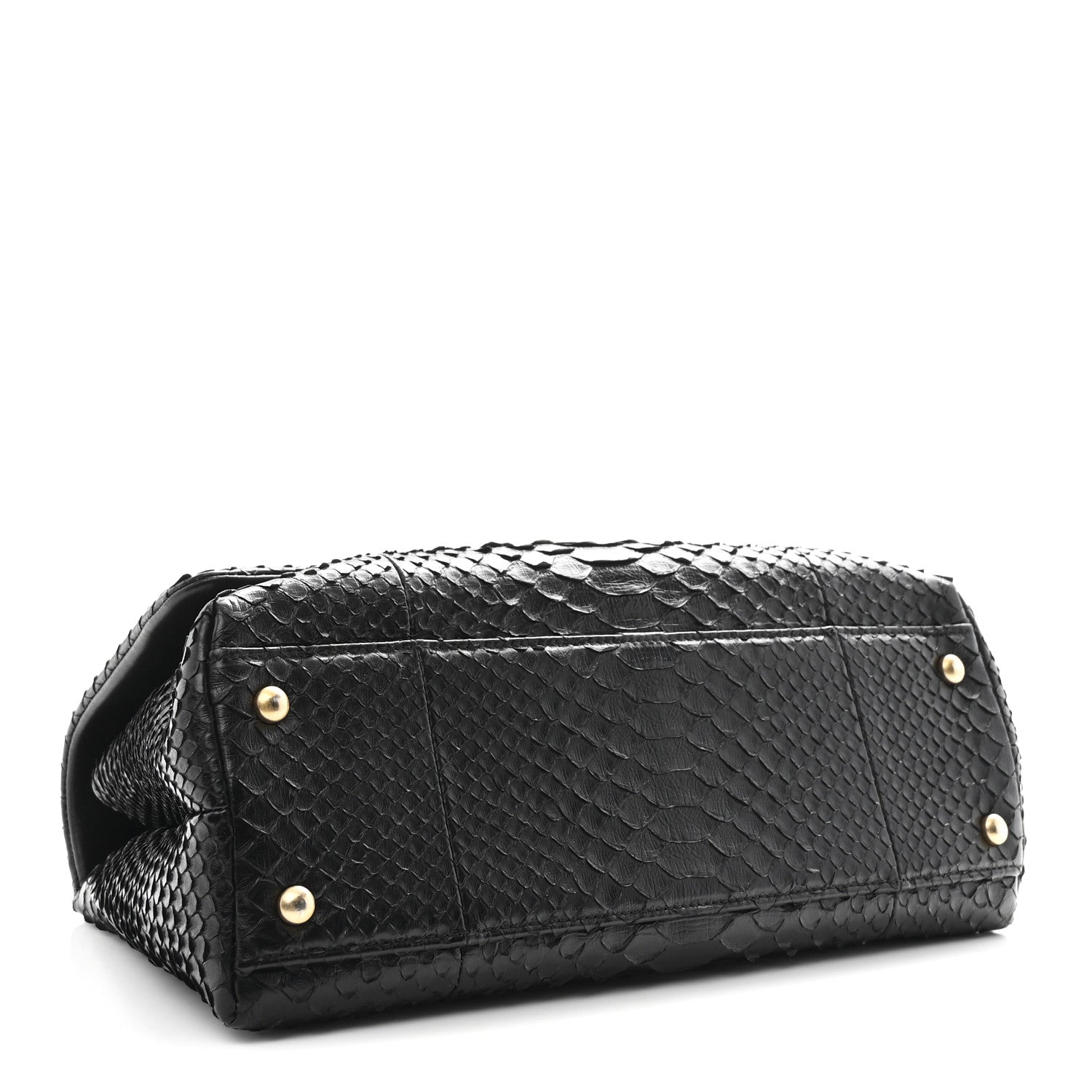 Snakeskin Small Coco Handle Flap Black