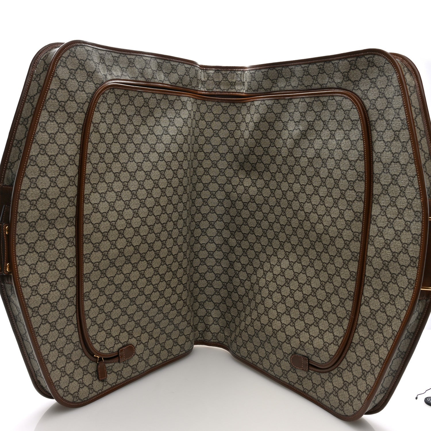 GG Supreme Monogram Azalea Calfskin Retro Interlocking G Hanger Garment Bag Beige Ebony Brown Sugar