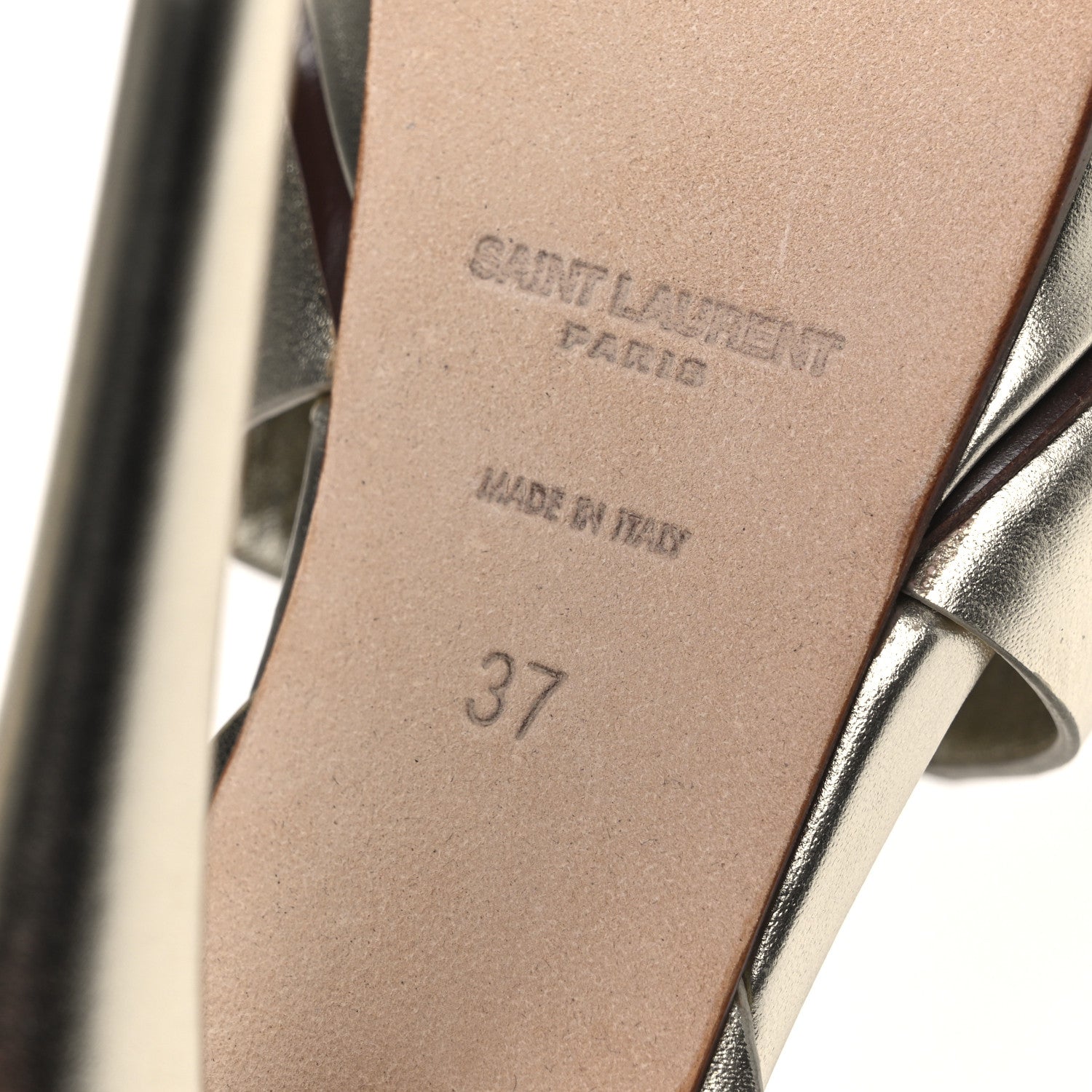 Metallic Nappa Tribute 105 Platform Sandals 37 Platino