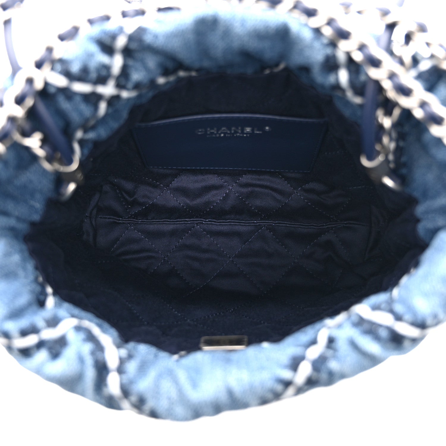 Denim Stitched Quilted Mini Chanel 22 Blue