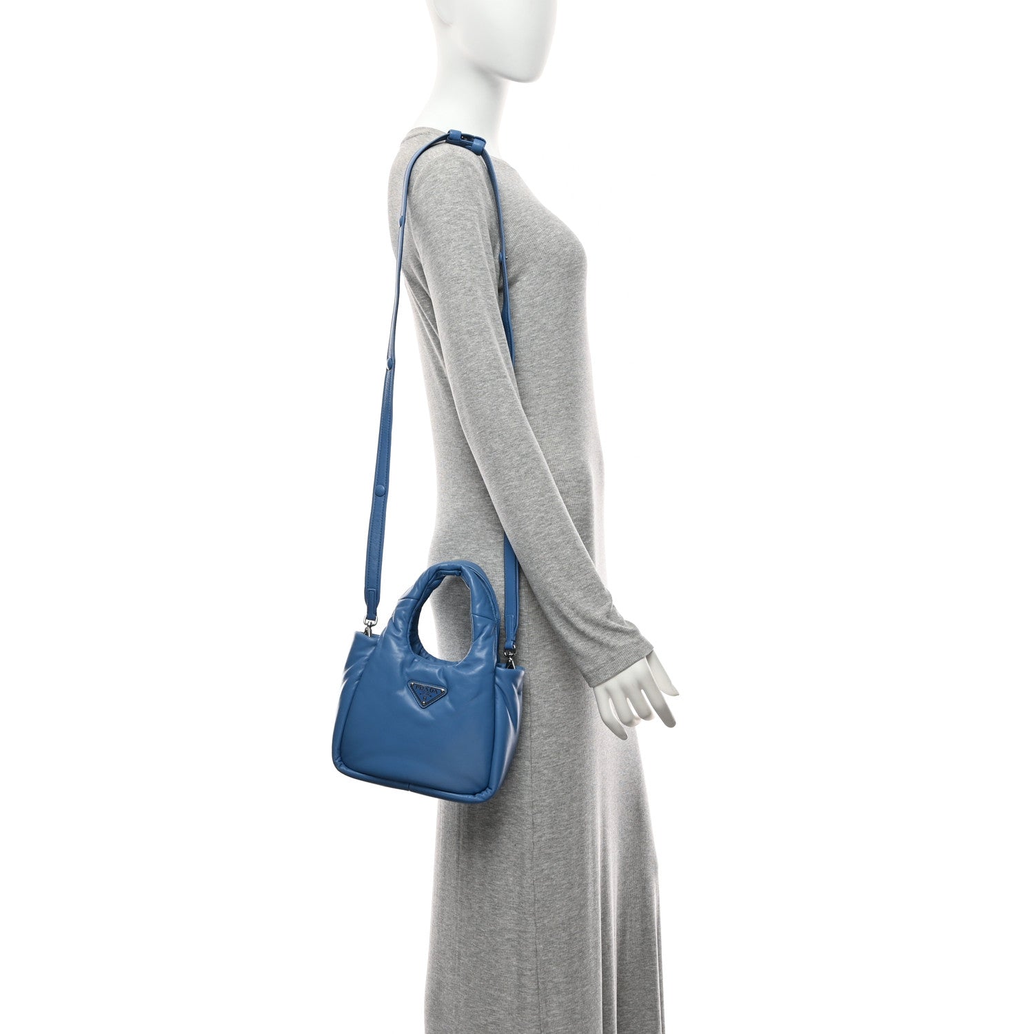 Nappa Soft Padded Small Double Handled Shoulder Bag Celeste