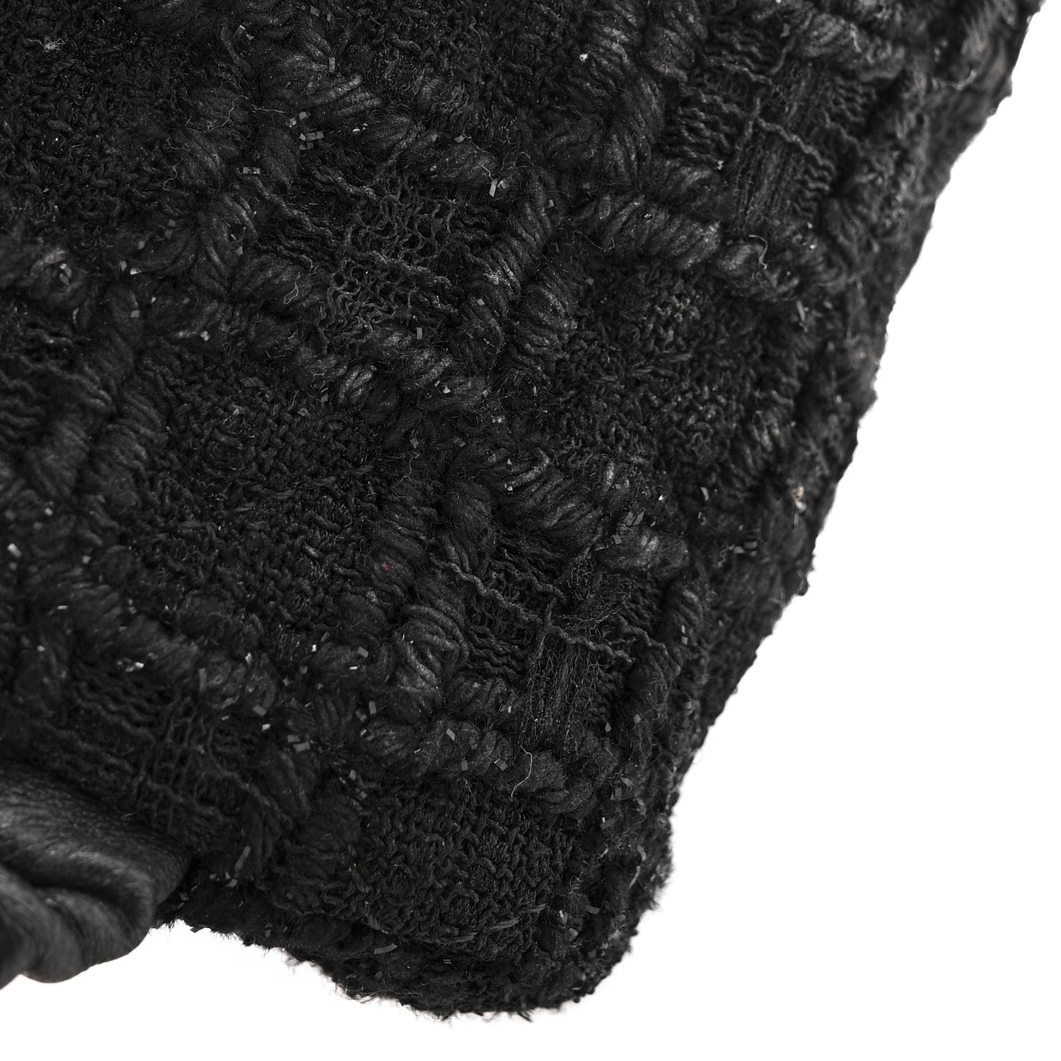 Tweed Lambskin Quilted Arm Coin Purse Black