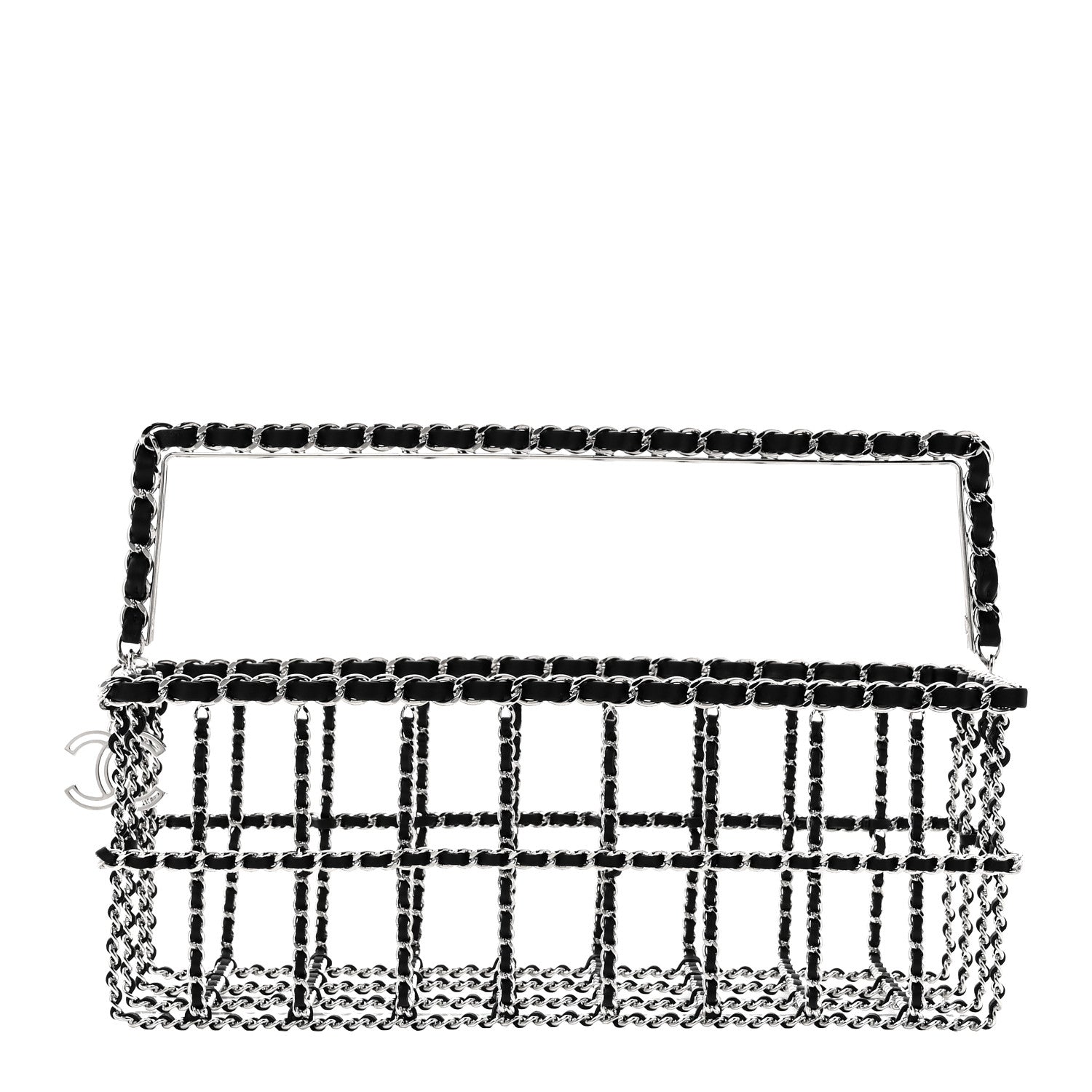 Brass Calfskin Grocery By Chanel Minaudiere Shopping Basket Silver