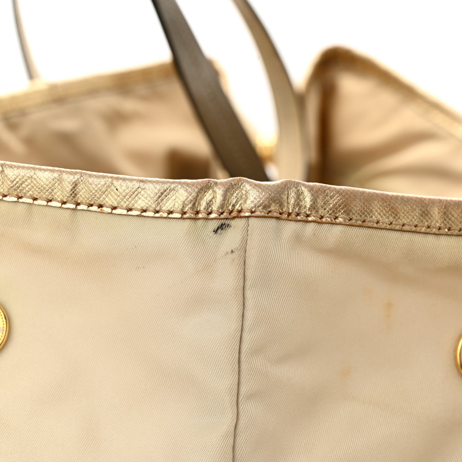 Tessuto Nylon Saffiano Shopping Tote White