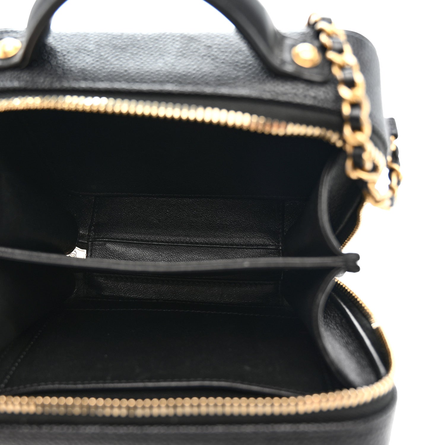 Caviar Quilted Small CC Filigree Vanity Case Black