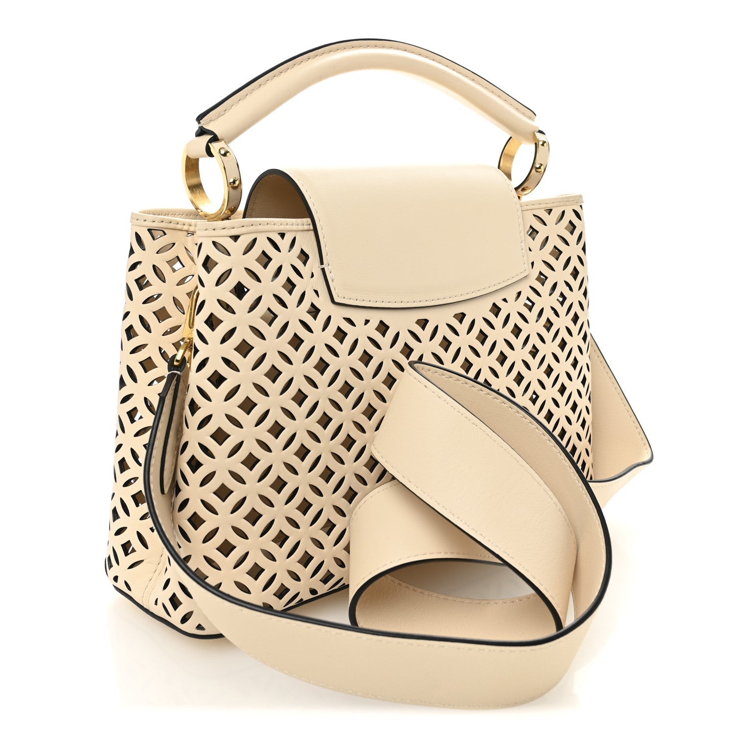Calfskin Cut-Out Garden Party Capucines BB White