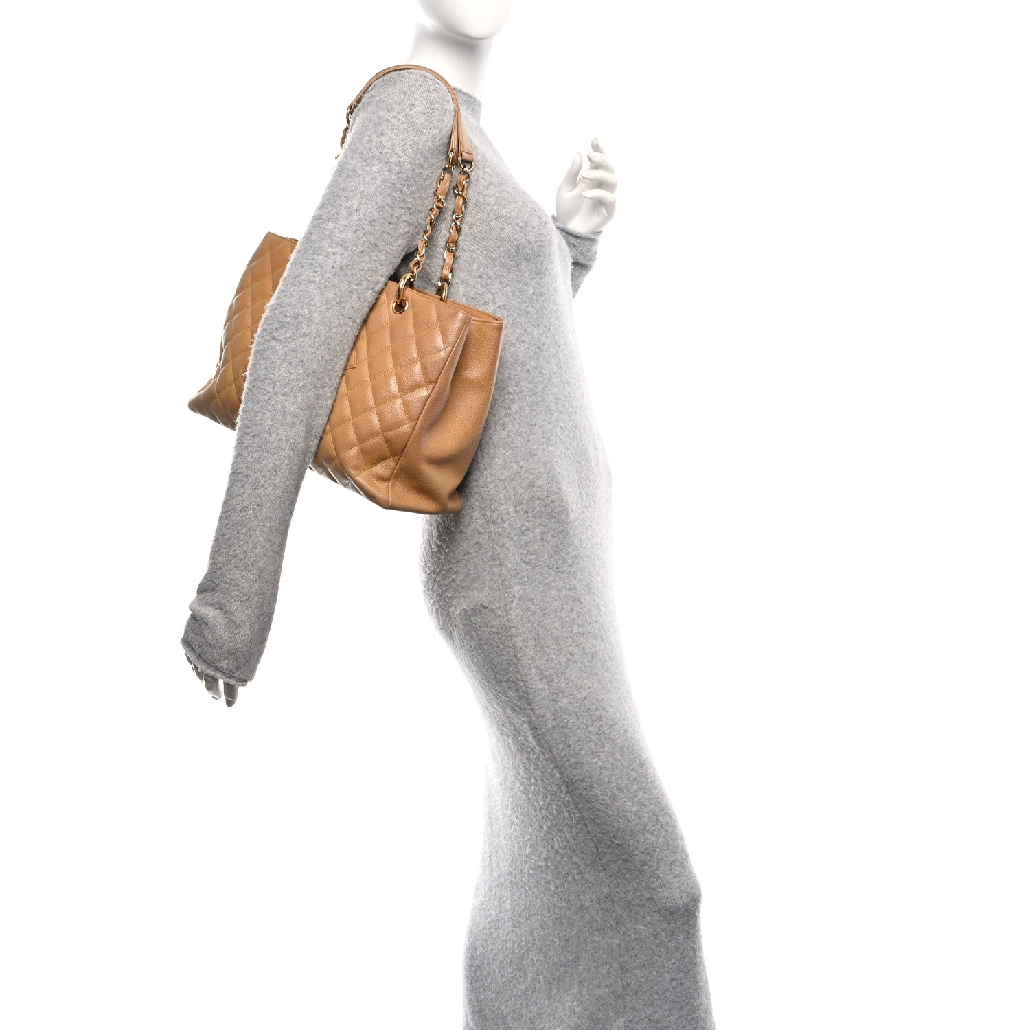 Caviar Quilted Grand Shopping Tote GST Beige
