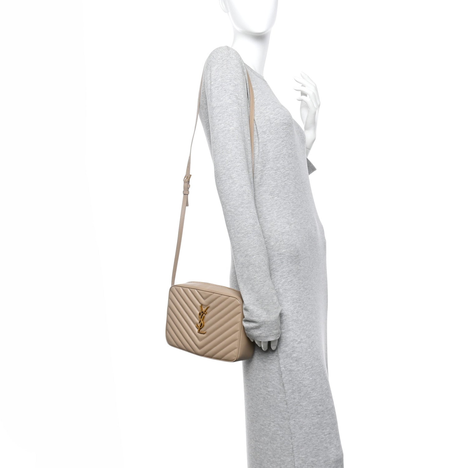 Calfskin Matelasse Monogram Lou Camera Bag Dark Beige