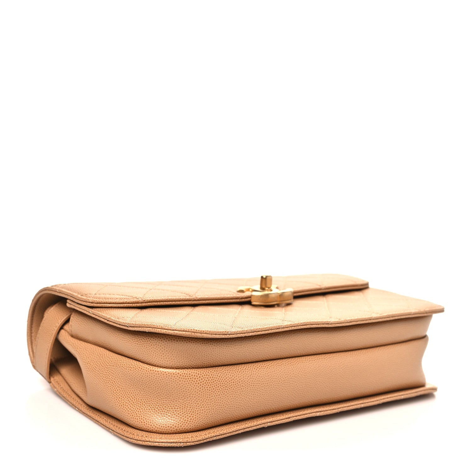 Caviar Quilted Small Top Handle Flap Beige