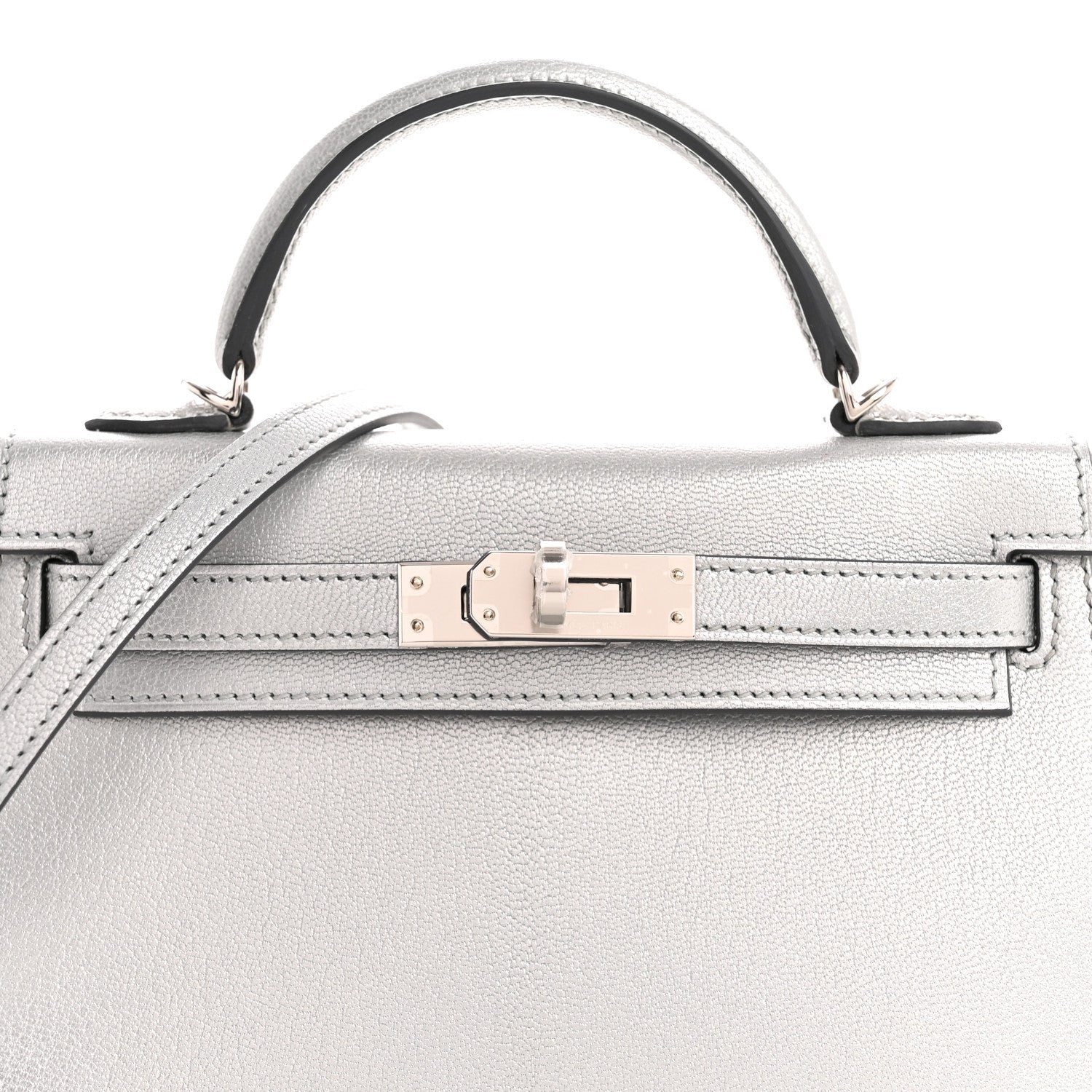 Metallic Chevre Chamkilight Mini Kelly Sellier 20 Argent