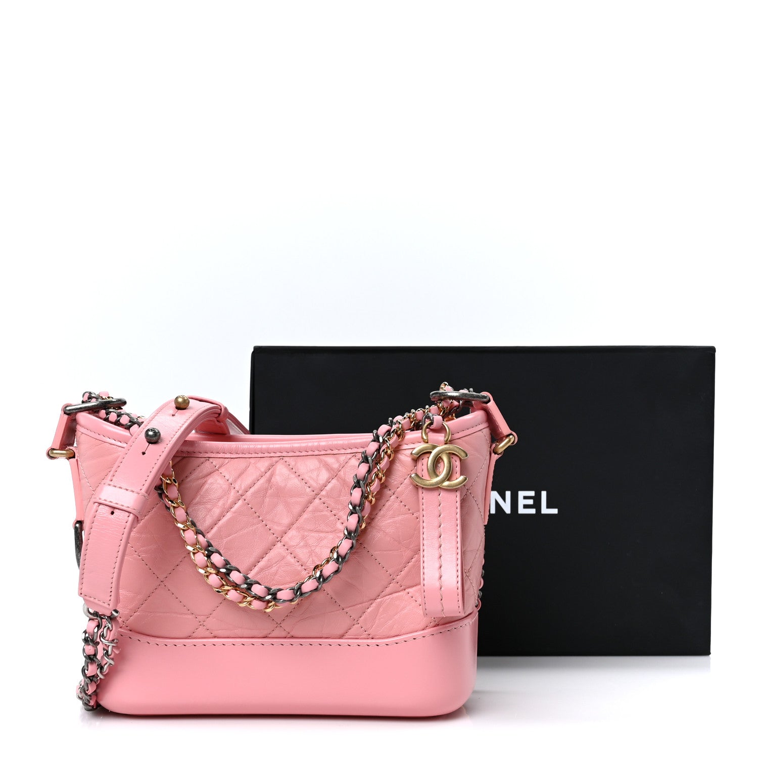 Aged Calfskin Quilted Small Gabrielle Hobo Pink